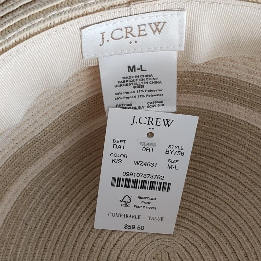 New J.Crew Striped Straw Hat